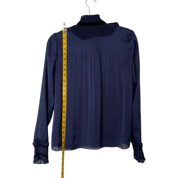 Diane Von Furstenberg DVF Jonquille Pleated High Neck Ruffle Blouse (4) - Picture 7 of 15